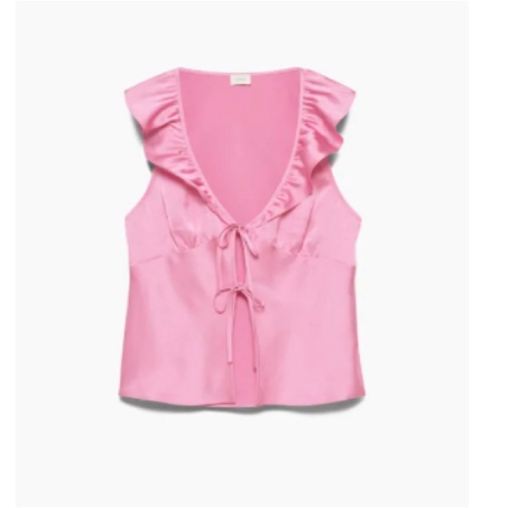 Aritzia Silk Tie Top from Wilfred size M Pink
